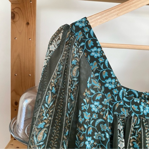 Anthropologie Blue Green Floral Sona Tunic Mini Dress Small - Picture 9 of 16